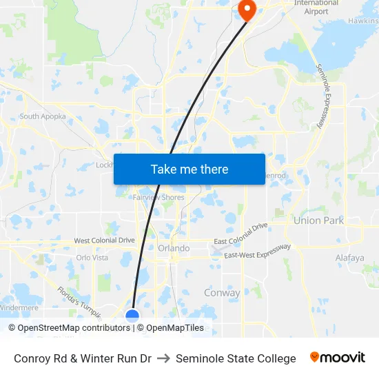Conroy Rd & Winter Run Dr to Seminole State College map
