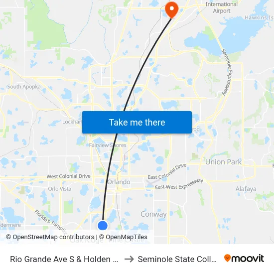 Rio Grande Ave S & Holden Ave to Seminole State College map