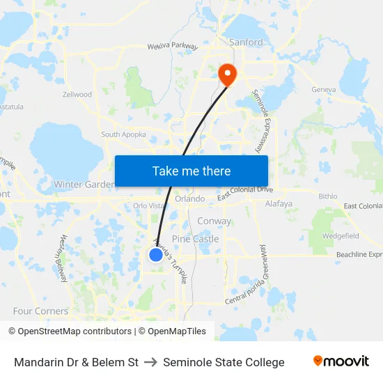 Mandarin Dr & Belem St to Seminole State College map