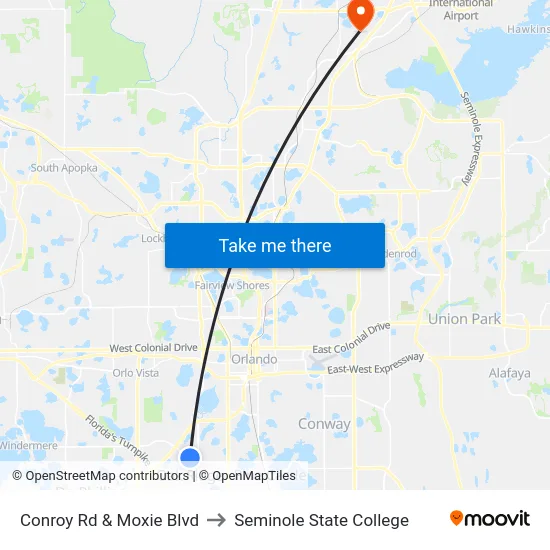 Conroy Rd & Moxie Blvd to Seminole State College map