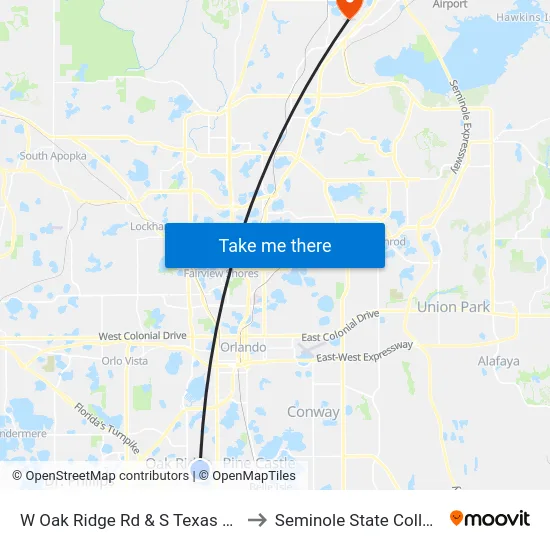 W Oak Ridge Rd & S Texas Ave to Seminole State College map