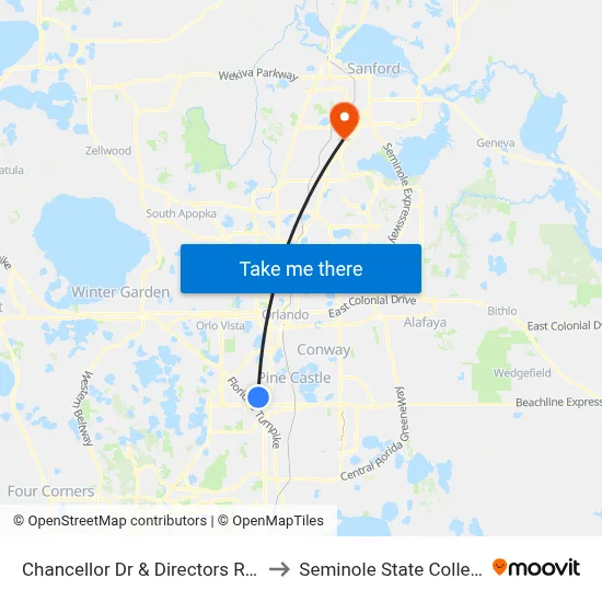 Chancellor Dr & Directors Row to Seminole State College map