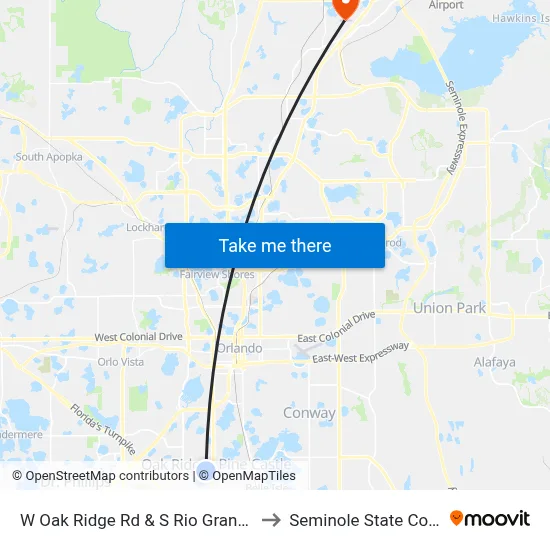 W Oak Ridge Rd & S Rio Grande Ave to Seminole State College map