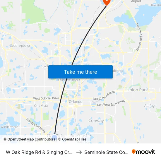 W Oak Ridge Rd & Singing Creek Ln to Seminole State College map