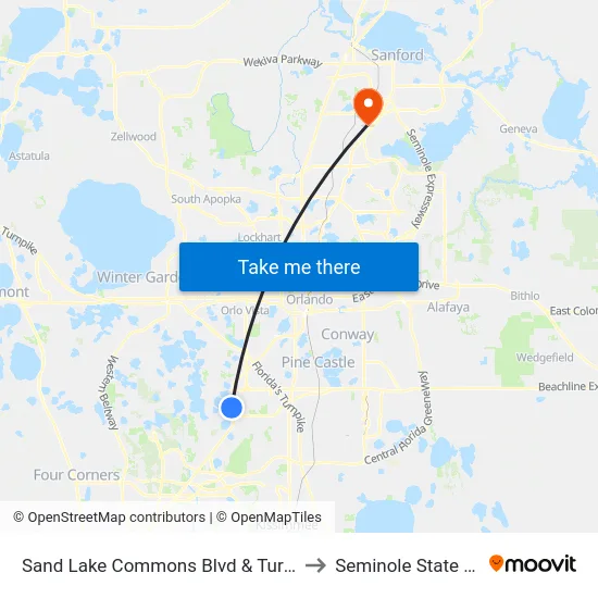 Sand Lake Commons Blvd & Turkey Lake Rd to Seminole State College map