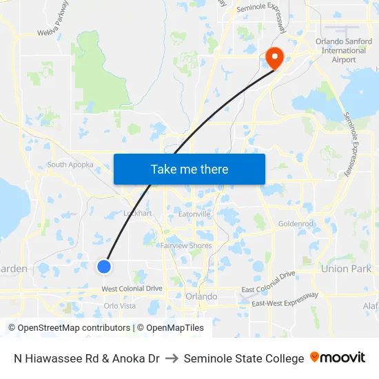 N Hiawassee Rd & Anoka Dr to Seminole State College map