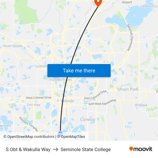 S Orange Blossom Trl & Wakulla Way to Seminole State College map