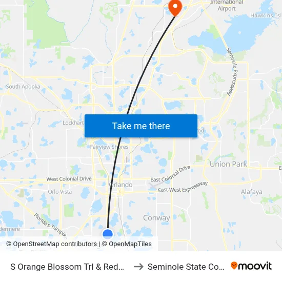 S Orange Blossom Trl & Redman St to Seminole State College map
