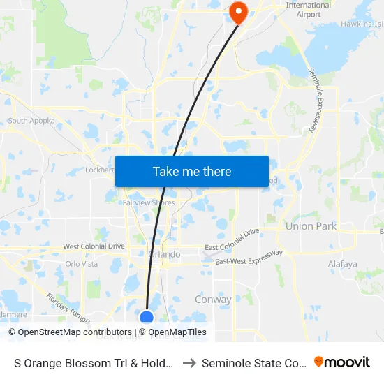 S Orange Blossom Trl & Holden Ave to Seminole State College map