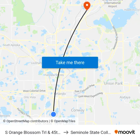 S Orange Blossom Trl & 45th St to Seminole State College map