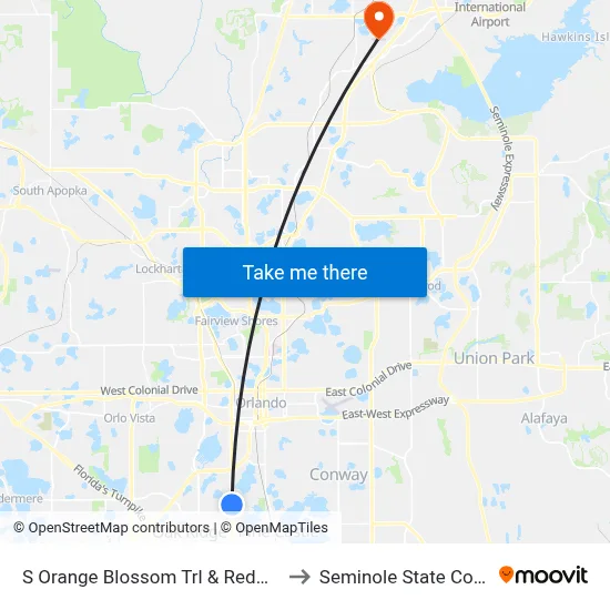S Orange Blossom Trl & Redman St to Seminole State College map