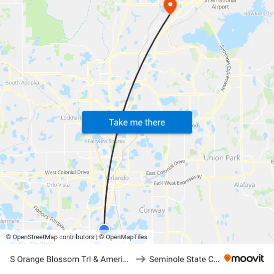 S Orange Blossom Trl & Americana Blvd to Seminole State College map