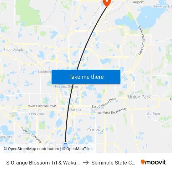 S Orange Blossom Trl & Wakulla Way to Seminole State College map