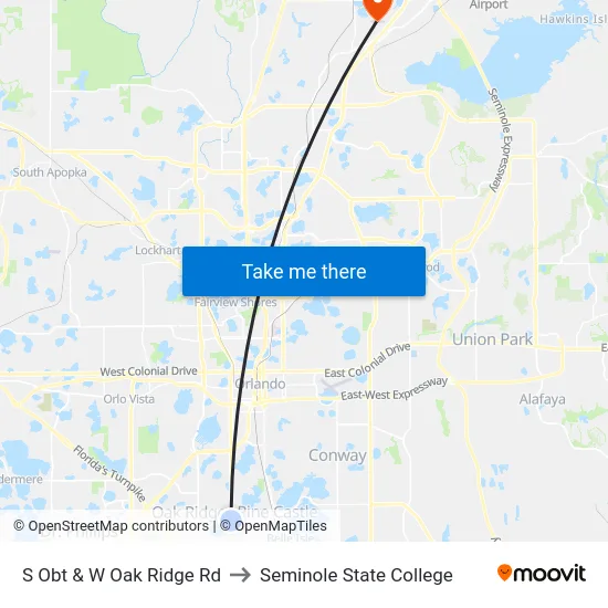 S Orange Blossom Trl & W Oak Ridge Rd to Seminole State College map