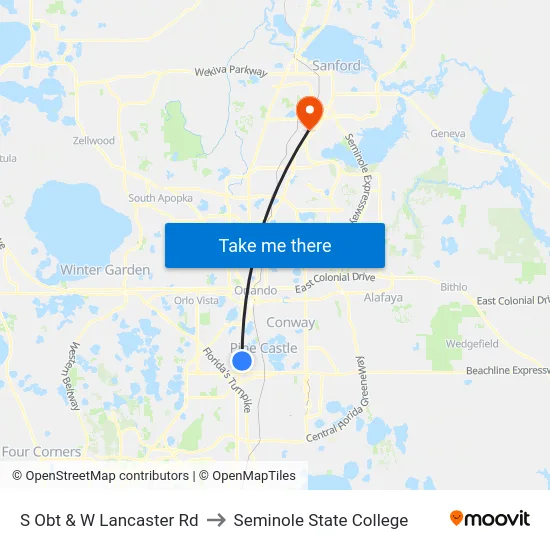 S Orange Blossom Trl & W Lancaster Rd to Seminole State College map