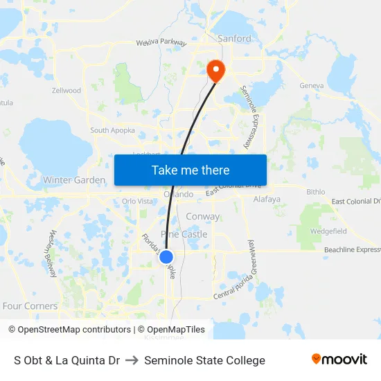 S Orange Blossom Trl & La Quinta Dr to Seminole State College map