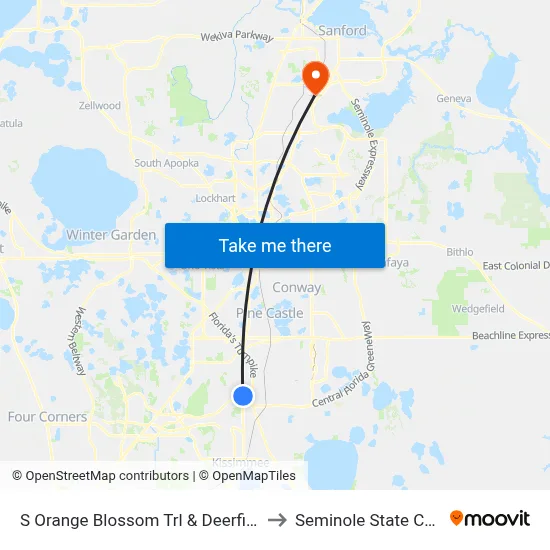 S Orange Blossom Trl & Deerfield Blvd to Seminole State College map
