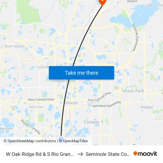 W Oak Ridge Rd & S Rio Grande Ave to Seminole State College map