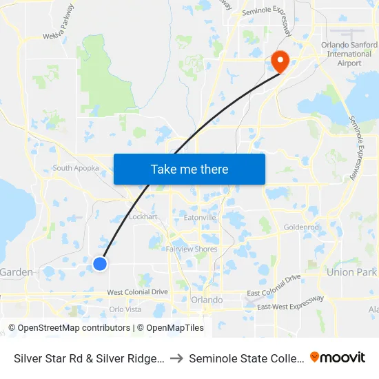 Silver Star Rd & Silver Ridge Dr to Seminole State College map