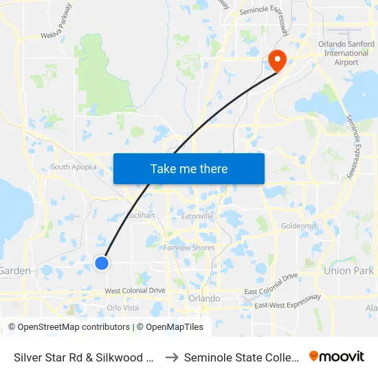 Silver Star Rd & Silkwood Cir to Seminole State College map