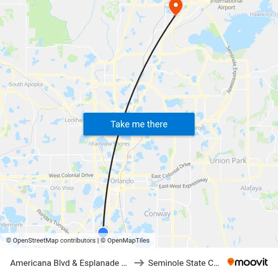 Americana Blvd & Esplanade Park Cir to Seminole State College map