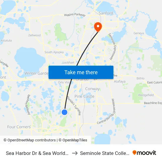 Sea Harbor Dr & Sea World Dr to Seminole State College map