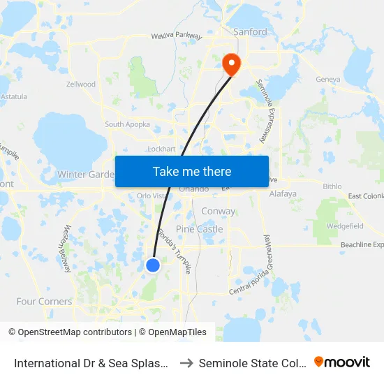 International Dr & Sea Splash Way to Seminole State College map