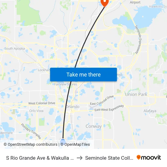S Rio Grande Ave & Wakulla Way to Seminole State College map