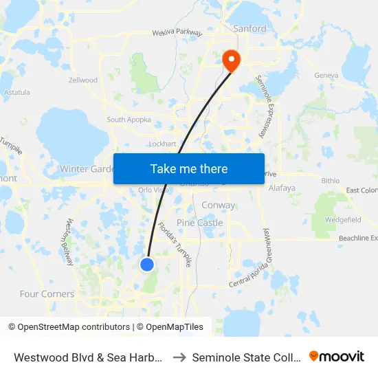 Westwood Blvd & Sea Harbor Dr to Seminole State College map