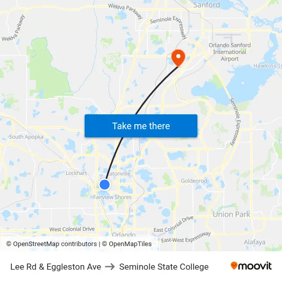 Lee Rd & Eggleston Ave to Seminole State College map