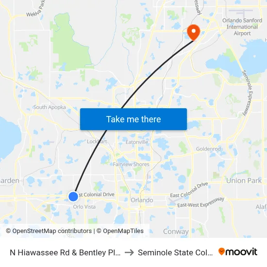 N Hiawassee Rd & Bentley Pl Way to Seminole State College map