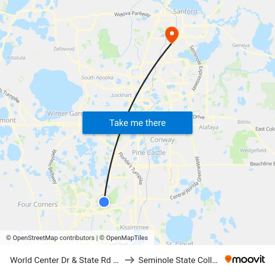 World Center Dr & State Rd 535 to Seminole State College map
