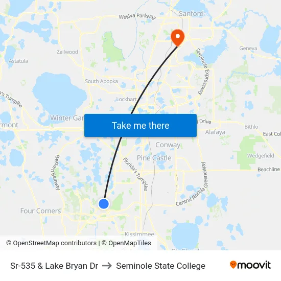 Sr-535 & Lake Bryan Dr to Seminole State College map