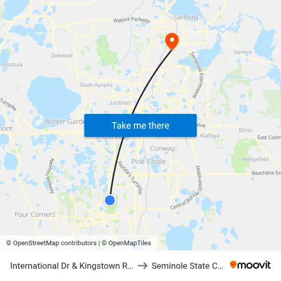 International Dr & Kingstown Reef Blvd to Seminole State College map
