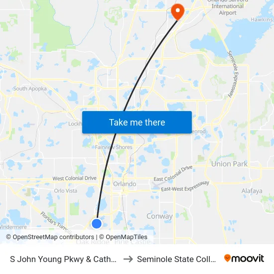 S John Young Pkwy & Cathy St to Seminole State College map