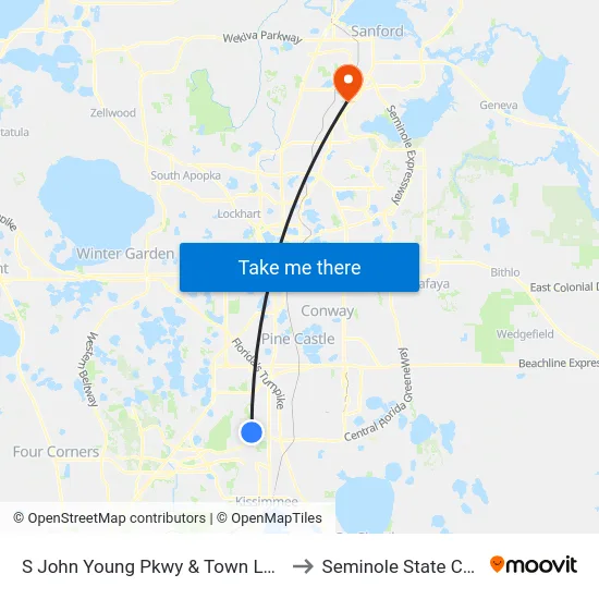 S John Young Pkwy & Town Loop Blvd to Seminole State College map