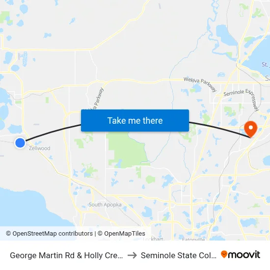 George Martin Rd & Holly Creek Rd to Seminole State College map