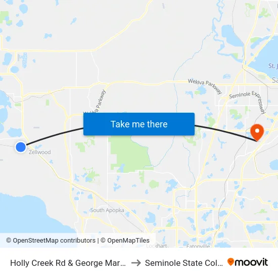 Holly Creek Rd & George Martin Rd to Seminole State College map