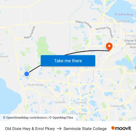 Old Dixie Hwy & Errol Pkwy to Seminole State College map