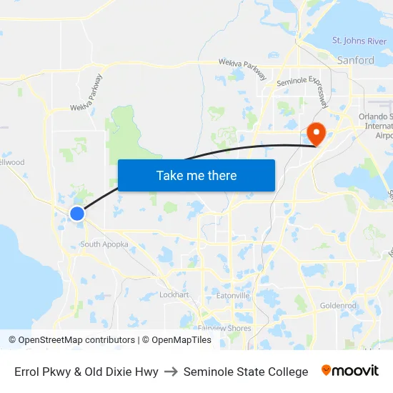 Errol Pkwy & Old Dixie Hwy to Seminole State College map