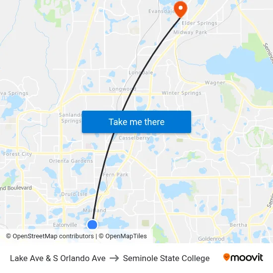 Lake Ave & S Orlando Ave to Seminole State College map
