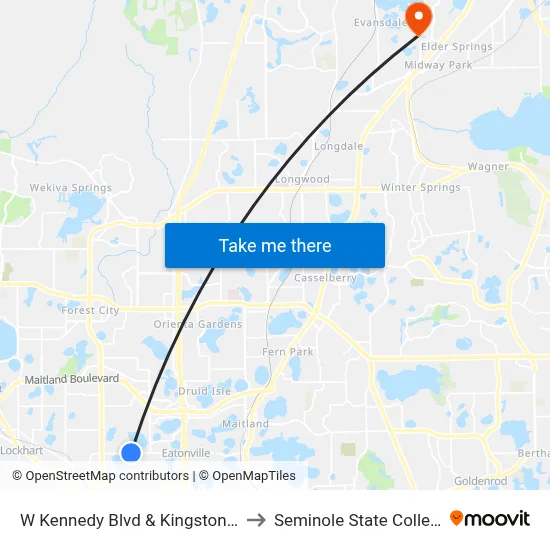 W Kennedy Blvd & Kingston Ct to Seminole State College map