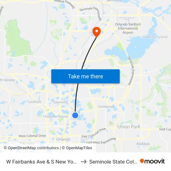 W Fairbanks Ave & S New York Ave to Seminole State College map