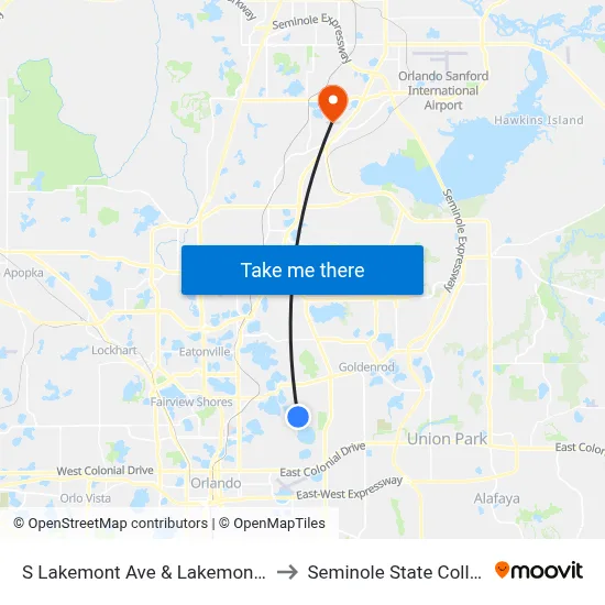 S Lakemont Ave & Lakemont Cir to Seminole State College map