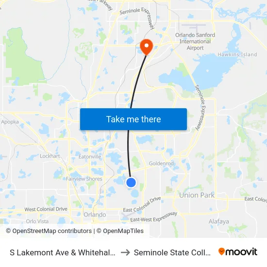 S Lakemont Ave & Whitehall Dr to Seminole State College map