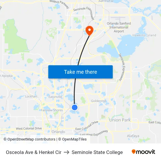 Osceola  Ave & Henkel  Cir to Seminole State College map