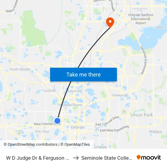W D Judge Dr & Ferguson Dr to Seminole State College map