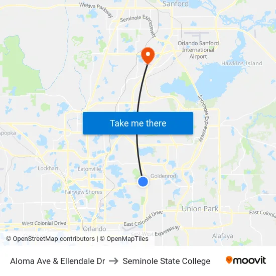 Aloma Ave & Ellendale Dr to Seminole State College map