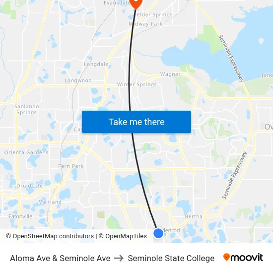 Aloma Ave & Seminole Ave to Seminole State College map