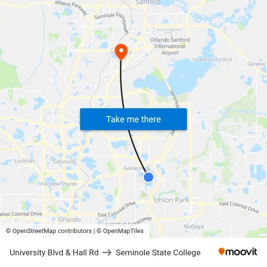 University Blvd & Hall Rd to Seminole State College map